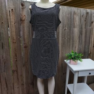 NWT Max Studio Black With White Stripe Ribbed Dress Size Xlarge